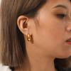18K Gold C-shaped Stainless Steel Earrings with Zircon Inlay, Stylish Light Luxury Titanium Steel Ear Jewelry