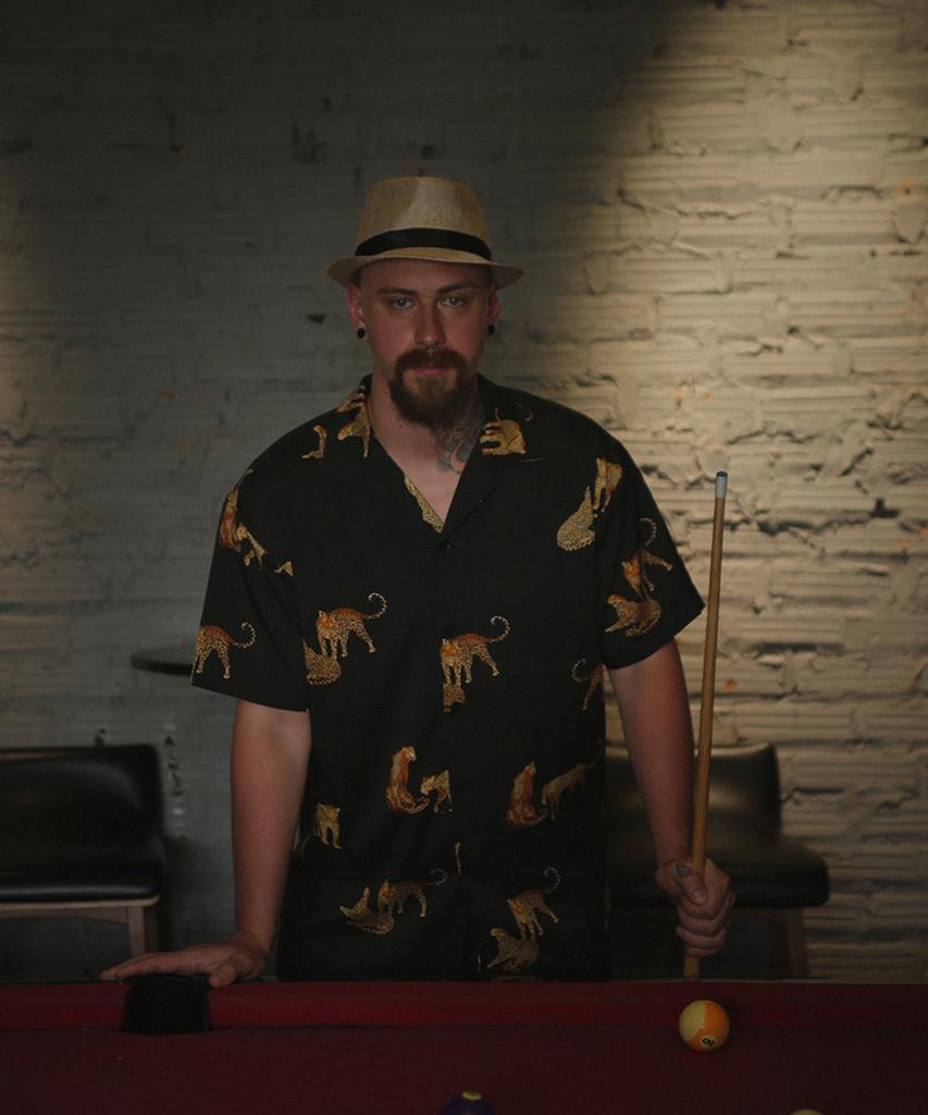 Camisa de Verano ROCKPSYCHO Leopardo - Negra