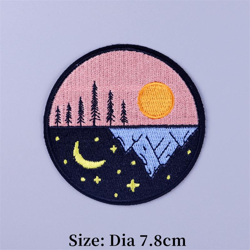 Outdoor Scenery Embroidered Patches for Clothing Thermoadhesive Sea Wave Patch Cloudy Rainy and Sunny Iron on Fusible Patch DIY
