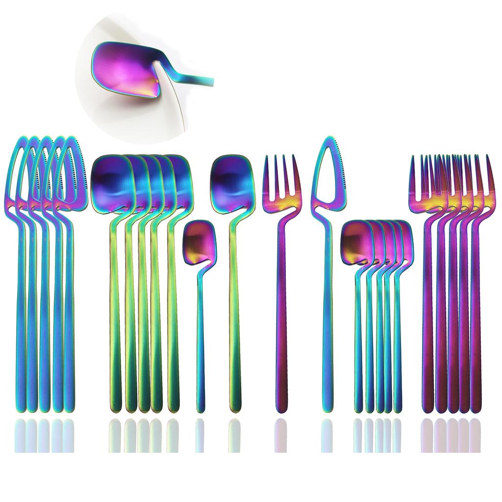 Silverware Set Satin Finish 24-Piece Stainless Steel Flatware Set Kitchen Utensil Set Service for 6 Dishwasher Safe