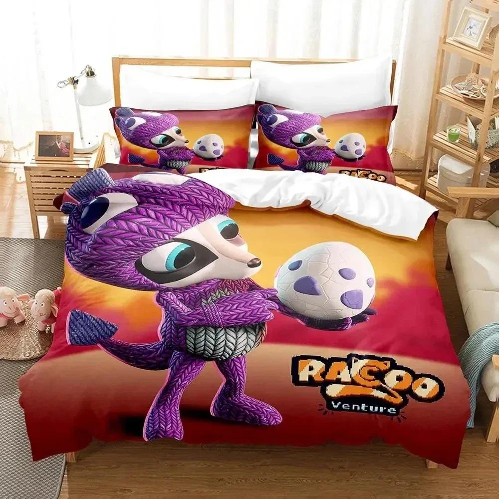 Stampa 3D Gioco Raccoo Venture Set Biancheria da Letto Copripiumino Set Letto Coperta Federa Piumone king Queen Size Ragazzi Adulto