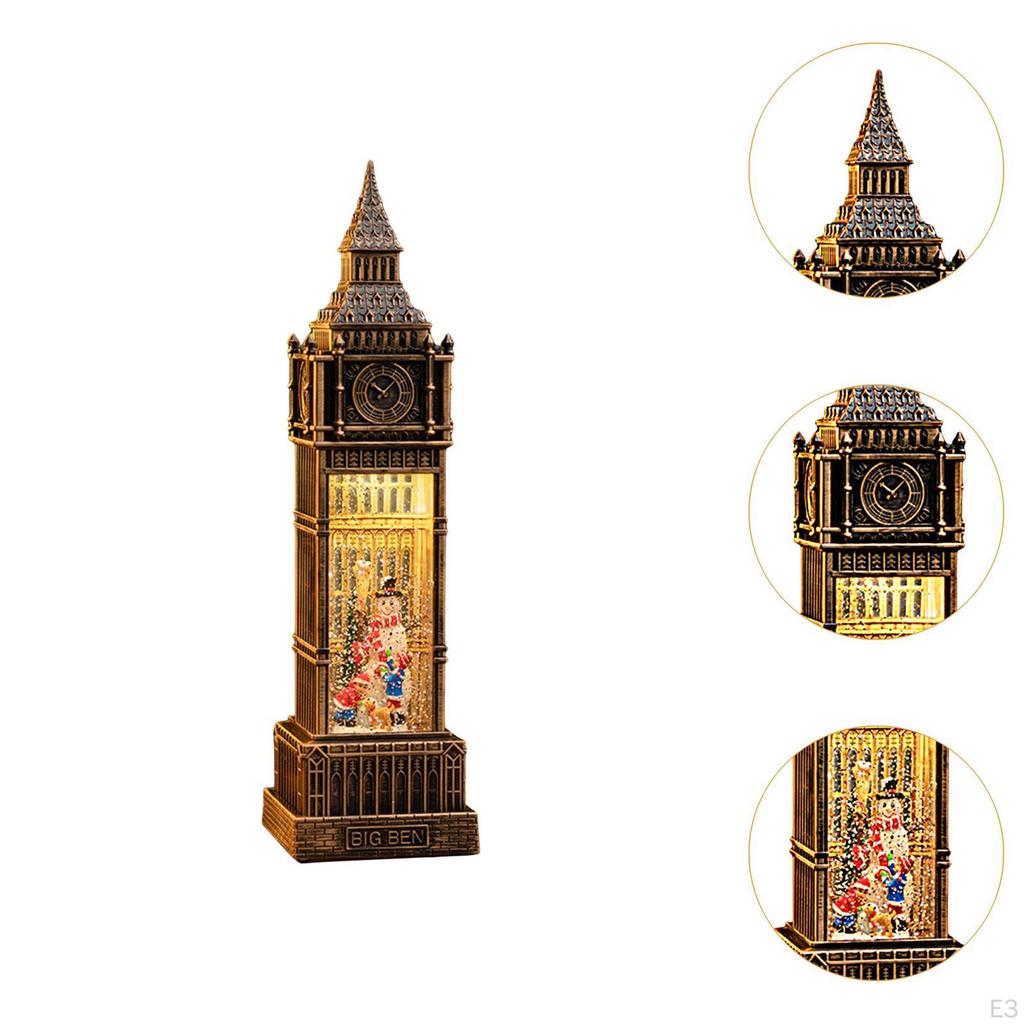 Christmas Clock Music Box Decoration Photography Props Desktop Figurine Lantern Ornament