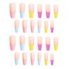 European And American Style Long Coffin Nail Trapezoidal Fake Nail Piece Five-Color Rainbow Bright Oil Ballet Nail Box Wearing Armor