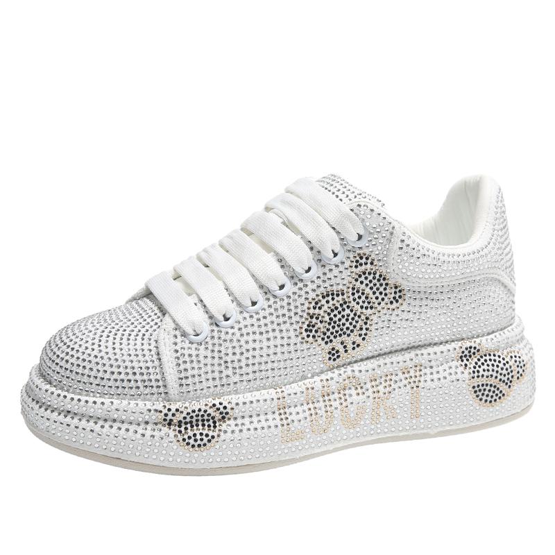 Fashion Women's Luxury Sneakers Sparkling Water Diamond Shoes Thick Bottom Casual Shoes Designer Water Diamond Fashion Vulcanized Shoes