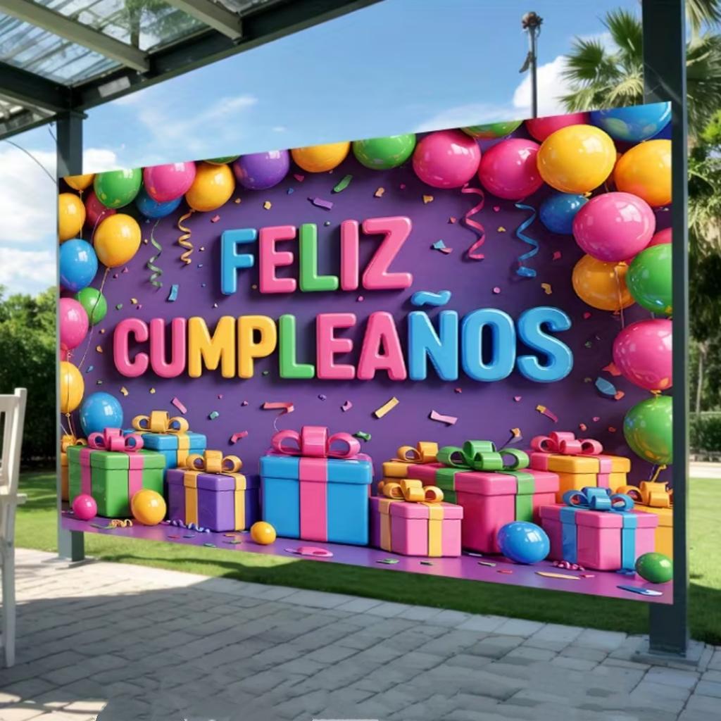 Spanish Feliz Cumpleaños Banner Colorful Balloon Happy Birthday Party Decor Backdrop Children Adult Photography Background Gifts