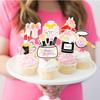 Glitter Makeup Cake Toppers Lipstick Cake Picks  Cupcake Decors High Heel Makeup Brushes for Bridal Cosmetics Party Decorations