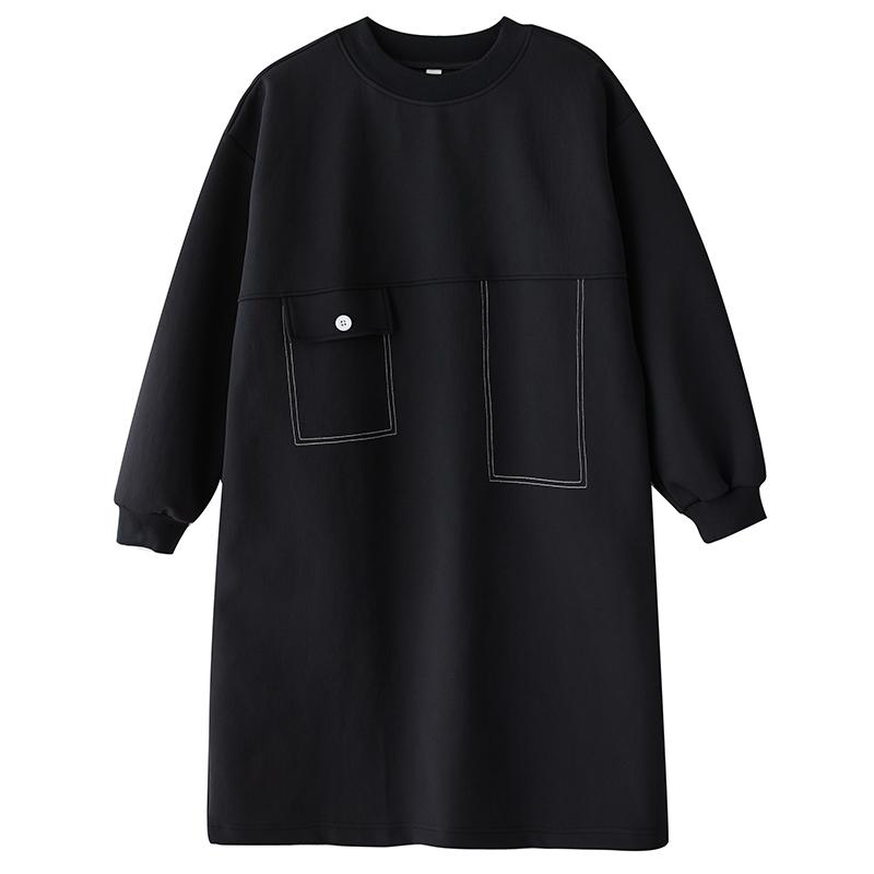Long Sleeve Plus Size Cotton Vintage Black New In Dresses for Women Casual Loose Midi Spring Autumn Dress