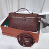 Top layer cowhide L19 ostrich pattern lunch box bag gigi same leather women's bag handbag simple shoulder crossbody bag