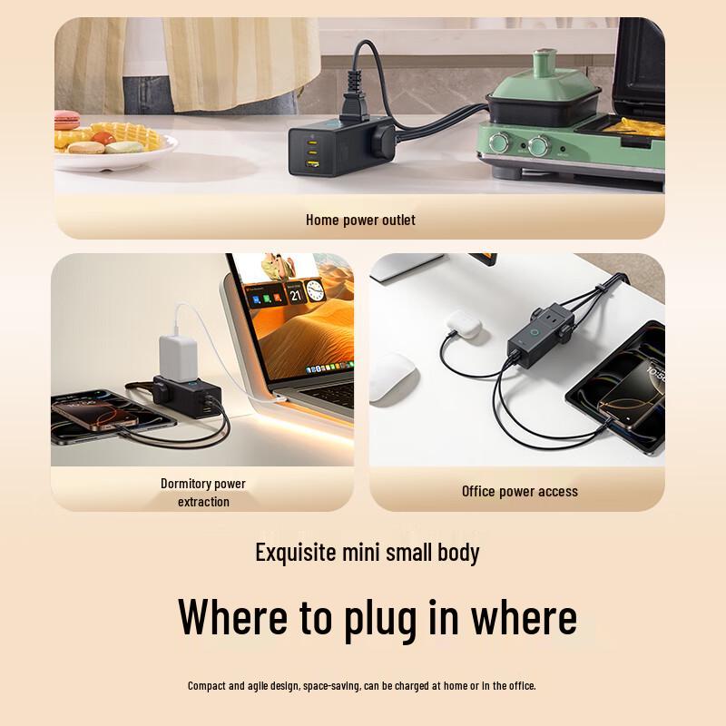 Baseus Carregador de Régua de Tomada de Mesa Multi-Porta GaN 30W