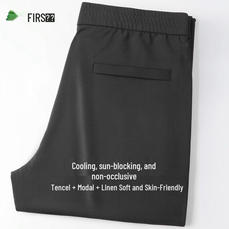 FIRS Men s Modal-Linen Blend Straight-Leg Casual Trousers L
