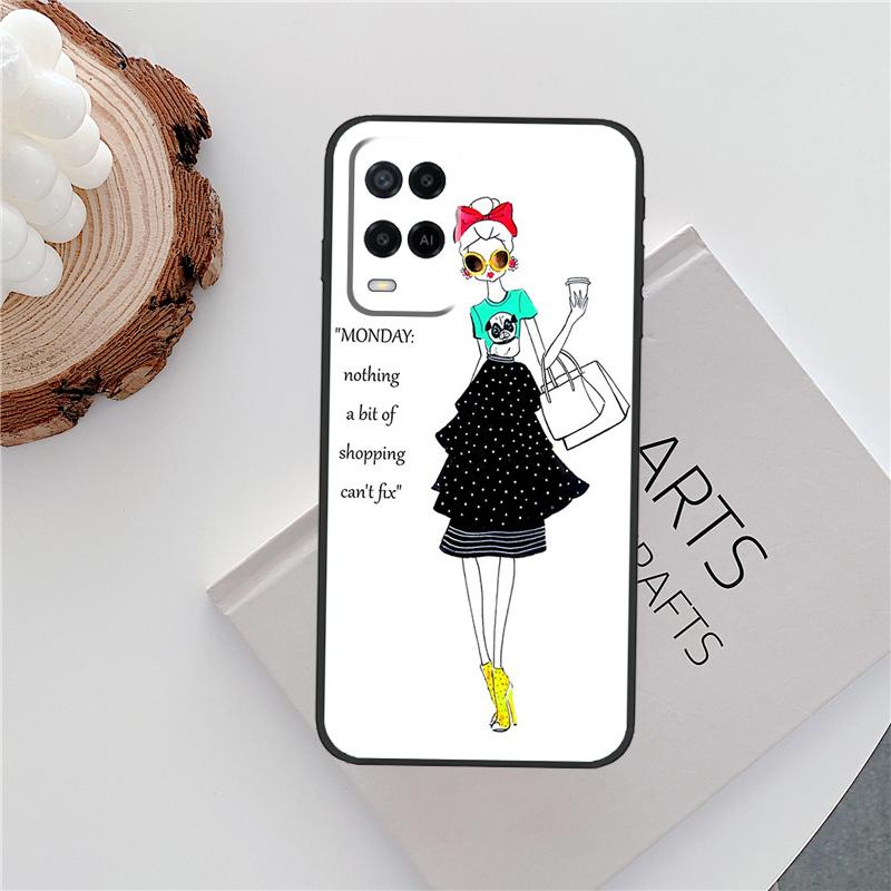 

Harrods shopping girl Case For Oppo A15 A80 A60 A40 A94 A54 A98 A78 A18 A38 A58 A16 A76 A96 A17 A77 A74 A57S Cover OPPO A15