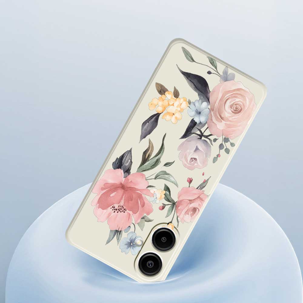 For Samsung Galaxy A07 4G Case Big Flowers Pattern Printing Straight Edge TPU Phone Back Cover
