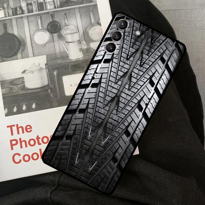 

Black Tyre Track Texture Print Phone Case For Samsung Galaxy S24 S22 S23 Ultra S20 S21 S24 FE S9 S10 Note 10 Plus 20 Ultra Galaxy S22 Plus