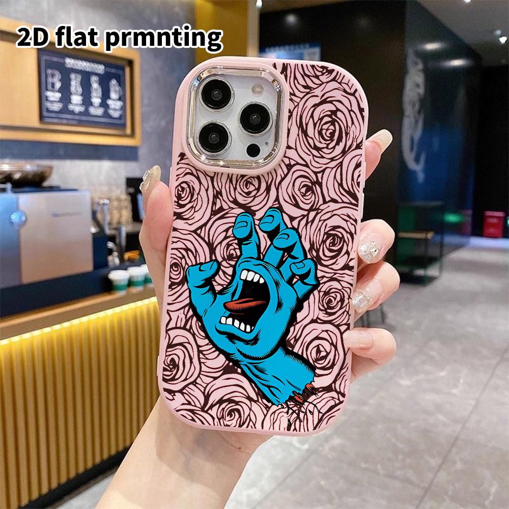 Phone Case: 2D flat design suitable for iPhone 18 17 16 15 14 13 Pro protective case, couple style, screaming blue ghost hand, Christmas and Halloween