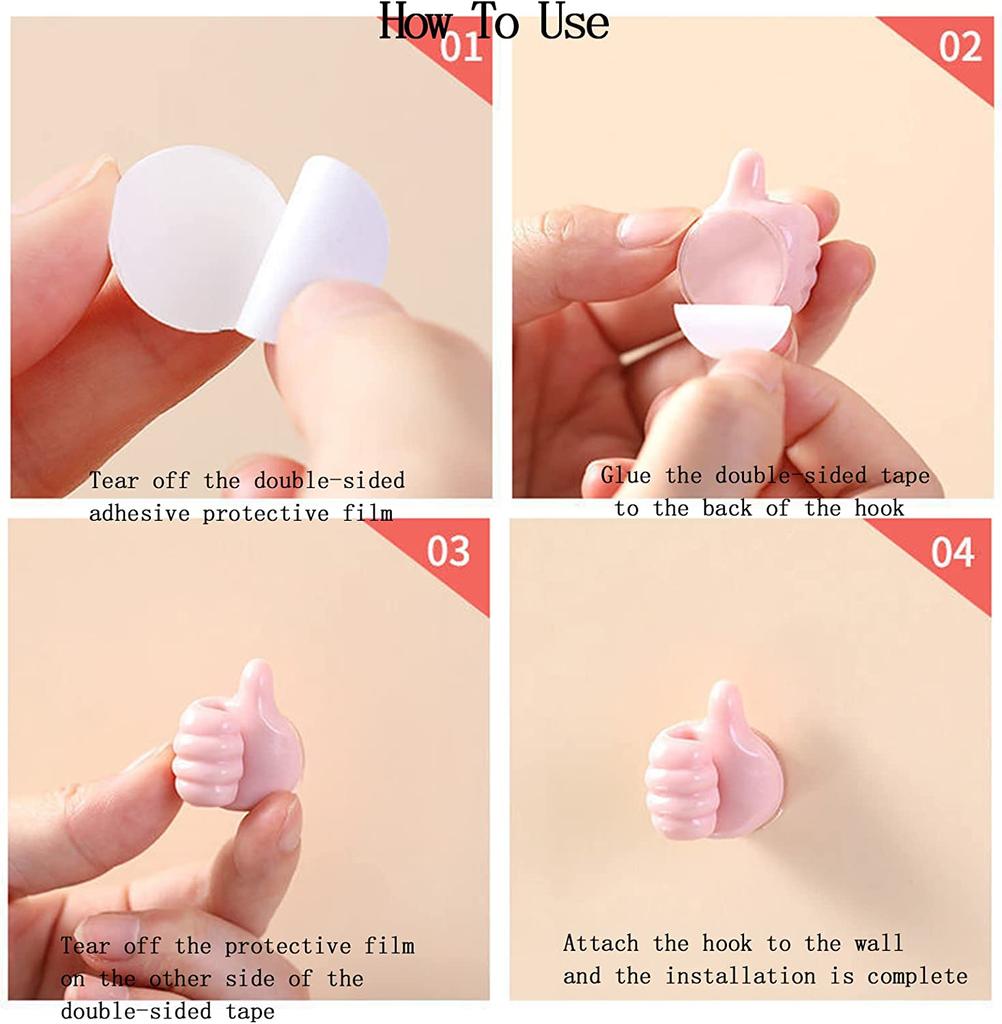 10pcs Silicone Thumb Wall Hook Multi-function Self-Adhesive Cable Clips Cable Organizer Clips Key Hanger Creative In Office Home