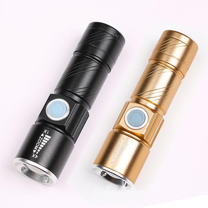 New! Led Mini Flashlight 3 Modes Portable Telescopic Zoomable Usb Rechargeable Aluminum Alloy Torch With