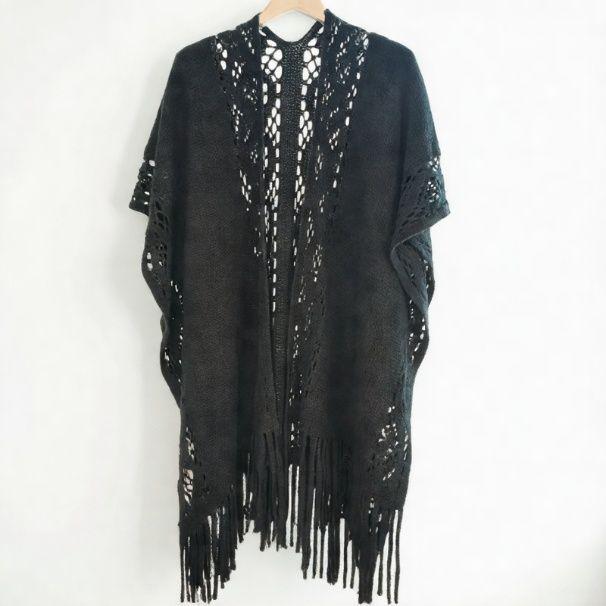 Cárdigan Chal Versátil con Borlas: Elegante Ropa Exterior Holgada Calada para Primavera, Verano y Otoño.
