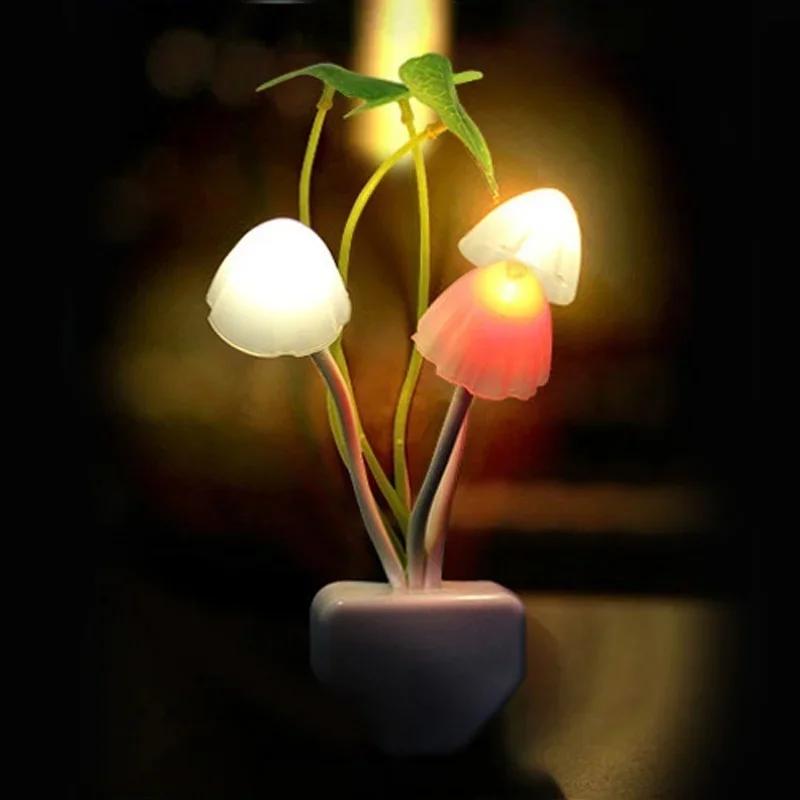 Lampa de Noapte Noutate Ciupercă Fungus Mufă EU&SUA Senzor de Lumină 3 LED Lampă Ciupercă Colorată Lumini de Noapte LED pentru bebeluș