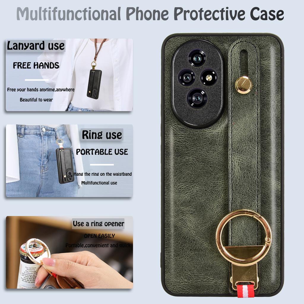 For Honor 200 Pro 5G Case Bottle Opener Wristband Kickstand Leather Back Cover