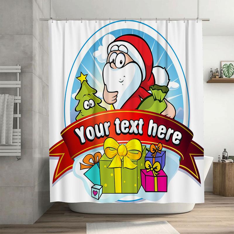 

Tu Christmas Shower Curtain Festive Holiday Decor Bathroom Set Waterproof Xmas Pattern Home Decor Gift Idea Cozy Style W60H190(CM)-1 Pcs