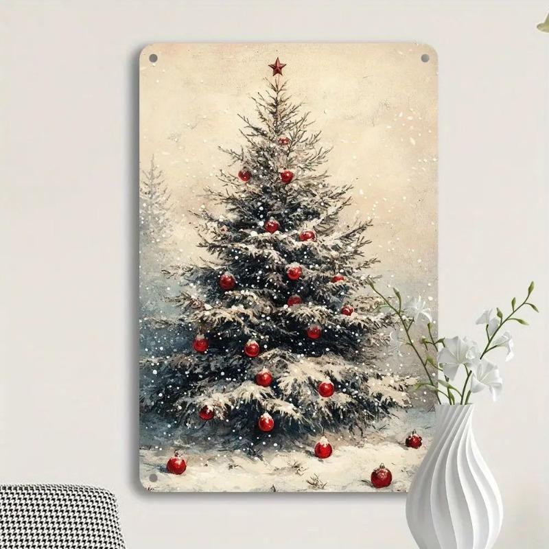 Vintage Merry Christmas Metal Sign, Retro Holiday Wall Decor 20x30cm