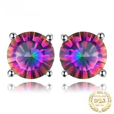 Boucle d'oreille en argent Sterling 925 pour femme, Quartz mystique arc-en-ciel naturel, 4,9 ct, cadeau tendance, nouvelle collection