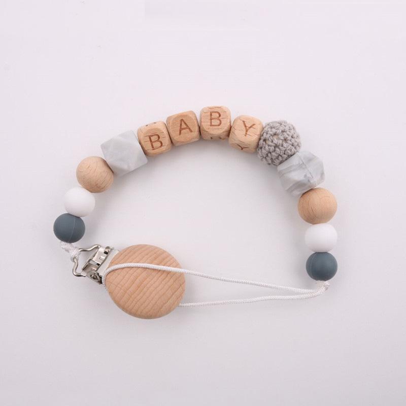 New Mother & Baby Beech Wood Silicone Pacifier Clip – Anti-Drop Chain