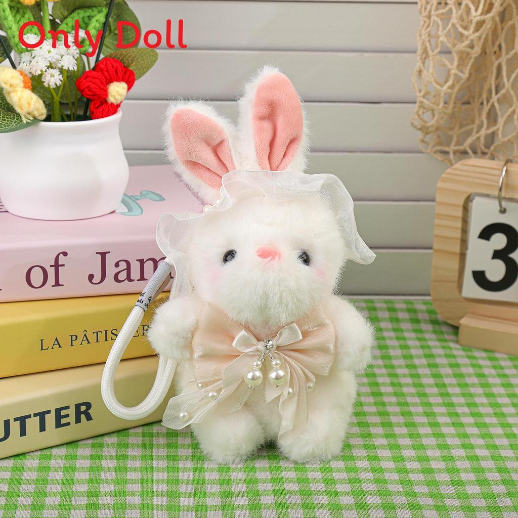 Adorable Bunny Pendant Plush Toy With Lace Accents For Kids And Teens