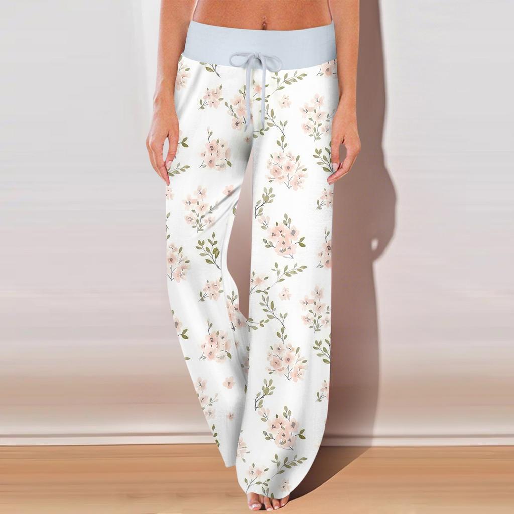 Women's Casual Sports Pants Vintage Printed Pajama Pants With Pockets