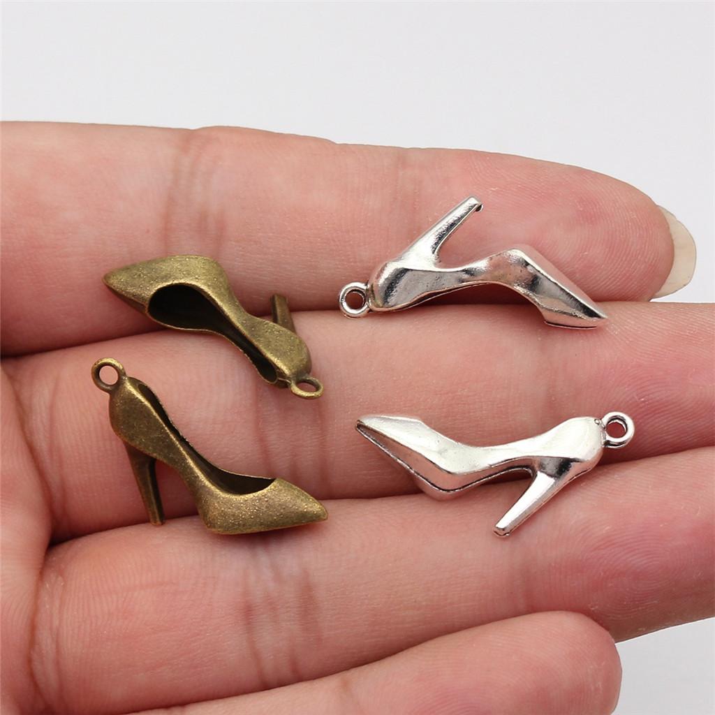Shoes High Heel Fashion Charm Antique Bronze Zinc Alloy Jewelry Making Supplies for Women Earring Charms Handmade