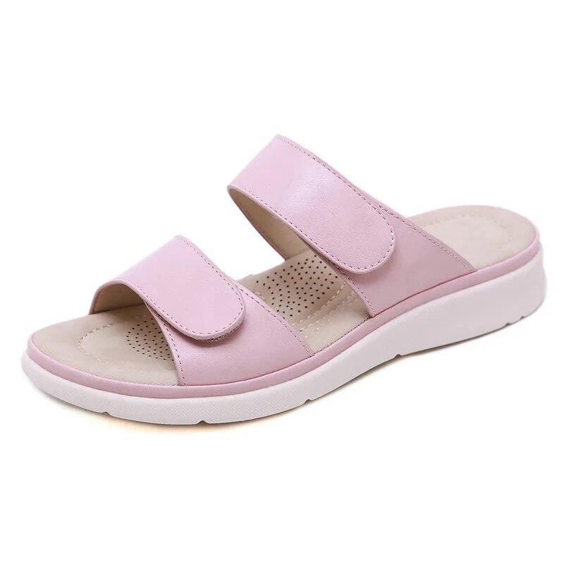 2026 Sommerschuhe Damen Sandalen Weich Flach Damen Sommerurlaub Rosa Schwarz Große Größe 41