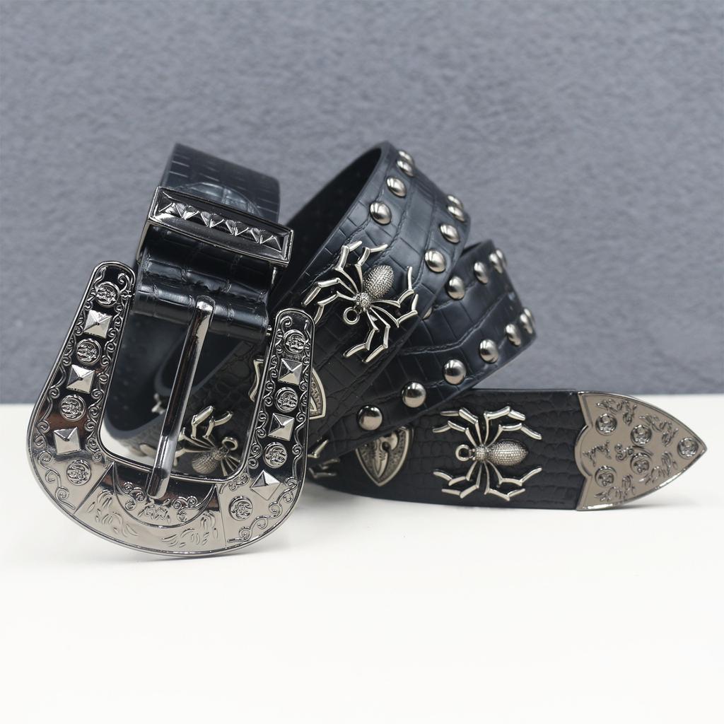 Crocodile Pattern American Western Rivet Spider Street Rivet Belt Punk Men's Belt Women