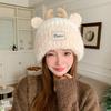 Windproof Plush Warm Hat Cute Deer Ear Pullover Cap Trend Plush Fur Hat  Winter