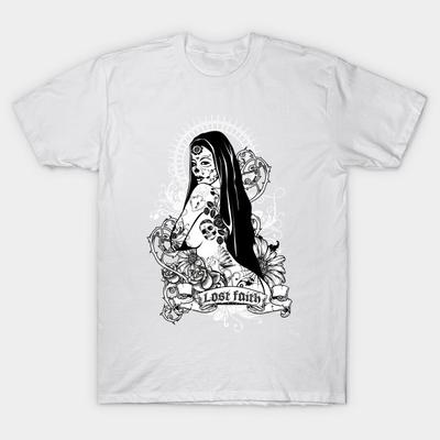 T-Shirt Damen Lost Faith Harajuku Print Kawaii T-Shirt Sommer Kurzarm Damen T-Shirt Top Tee