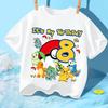 Pokemons Kids Cotton T-Shirt Pikachu Anime Cartoon Birthday Digital Pullover Summer Casual Loose Breathable Tee Kawaii Tops Gift