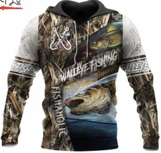 3D Fishing Printed Men's Hoodie Loose Designer Sweatshirt Spring Autumn Oversized Harajuku Y2k Clothes Long Sleeve Pullove
