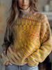 New Christmas abstract print casual cape jacket cardigan thick needle sweater