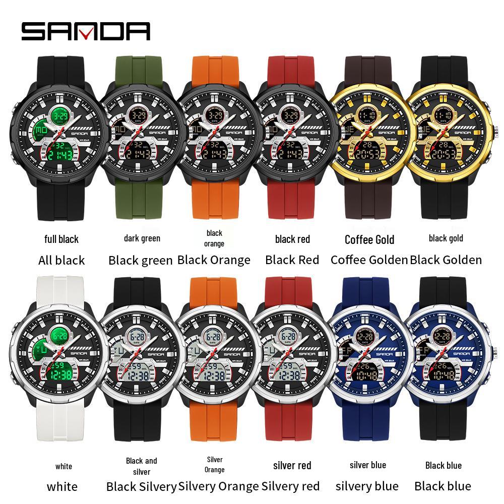 Sanda Electronic Sports Watch: Luminous, Waterproof, with Timer, Alarm, and Large Dial for Students and Men