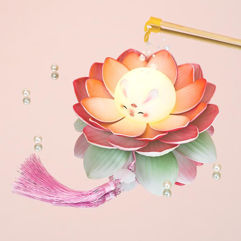 New Year's Lantern Festival Handheld Glowing Lotus Lantern - Chinese Style for Kids