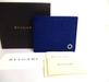 Authentic Blue Leather Bifold Bil Wallet Compact Wallet #b129  Open Box