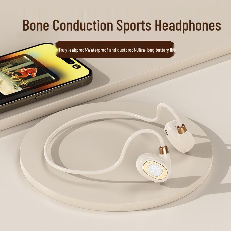 Wireless Bone Conduction Bluetooth Headphones with Open-Ear Hook, Extended Battery, Universal Fit for Sports Stereo