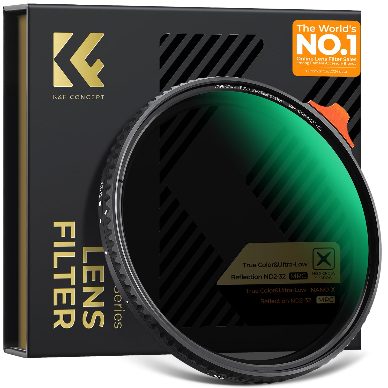 CONCEPT 67mm True Color Reflection Variable ND Eliminates Yellow Reflection Coating K&F & Ultra-Low Filter, ND2-ND32, Blush, Ultra-Low 0.1%, 28-Layer