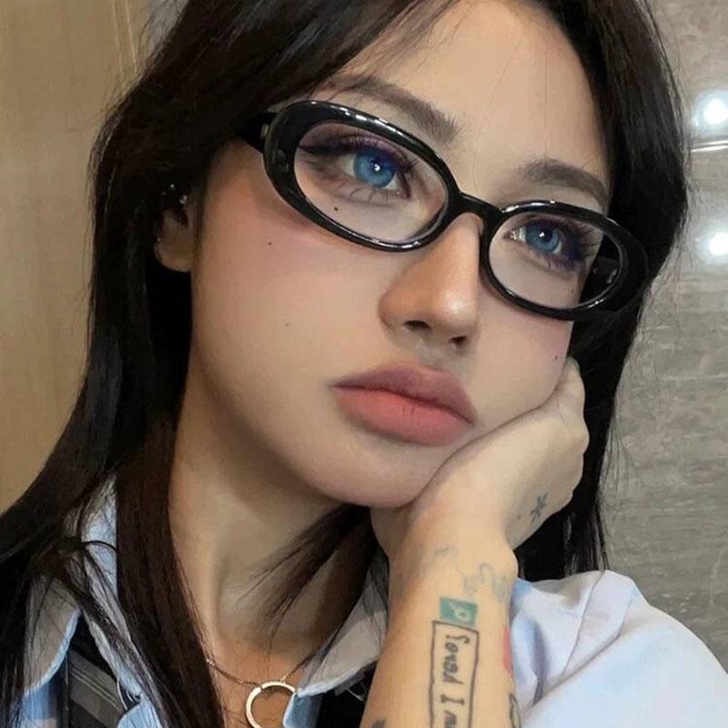 Oval Shape Men’S Eyewear Frames Korean Style Anti Blue Light Women'S Glasses Frame Decorative Glass