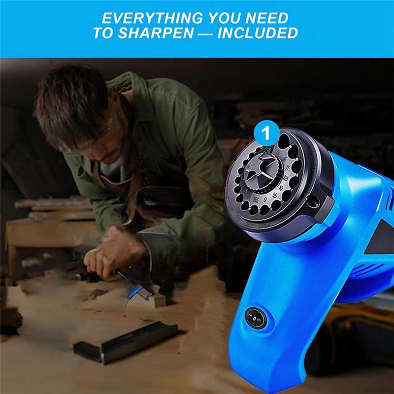 A25F-Precision 130° Angle Drill Bit Sharpener Kit With Wrench, Screwdriver& Grinding Wheel For 1/8"- 15/32" For Bits US Plug