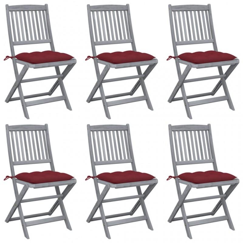 Day and Night - Day and Night Folding Garden Chairs 6 Units Cushions Solid Acacia Wood