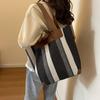 Canvas Bag Large Capacity Shoulder Bag for Female Striped Tote Bag