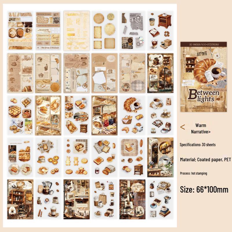Retro Die-Cut Sticker Book: Light & Shadow Journal DIY Collage Material by Tani Mei