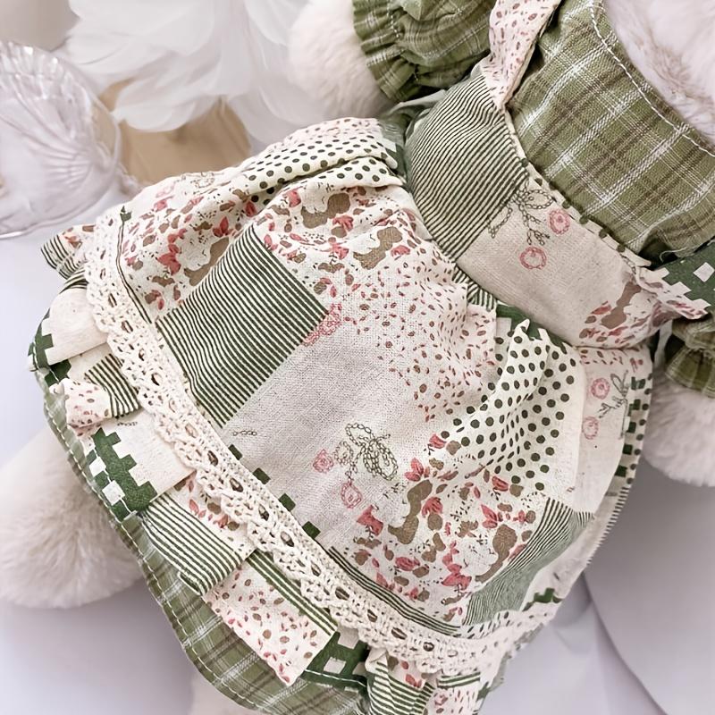 Small Soft Stuffed Animal Bunny Wearing Retro Dress Rabbit Plush Toy for Baby Girls Toys Cuddly Dolls Easter Birthday Gifts