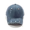 Niche Old Washed Hole Baseball Cap Women Spring and Summer Retro Rivets Broken Brim Sun Protection Peaked Cap Children Tide