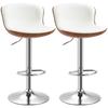 Set di 2 Sgabelli da Bar, Altezza Regolabile, Struttura in Metallo, Seduta Girevole, Bianco Crema
